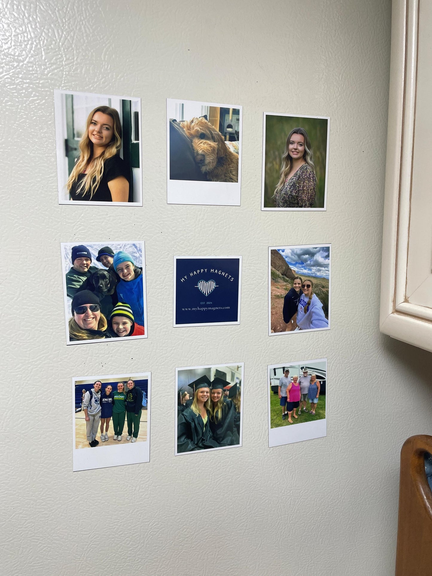 Retro Polaroid Style Photo Magnets with Custom Text