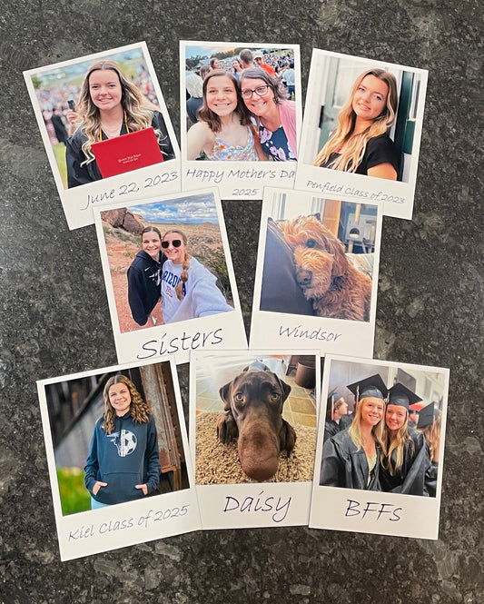 Retro Polaroid Style Photo Magnets with Custom Text